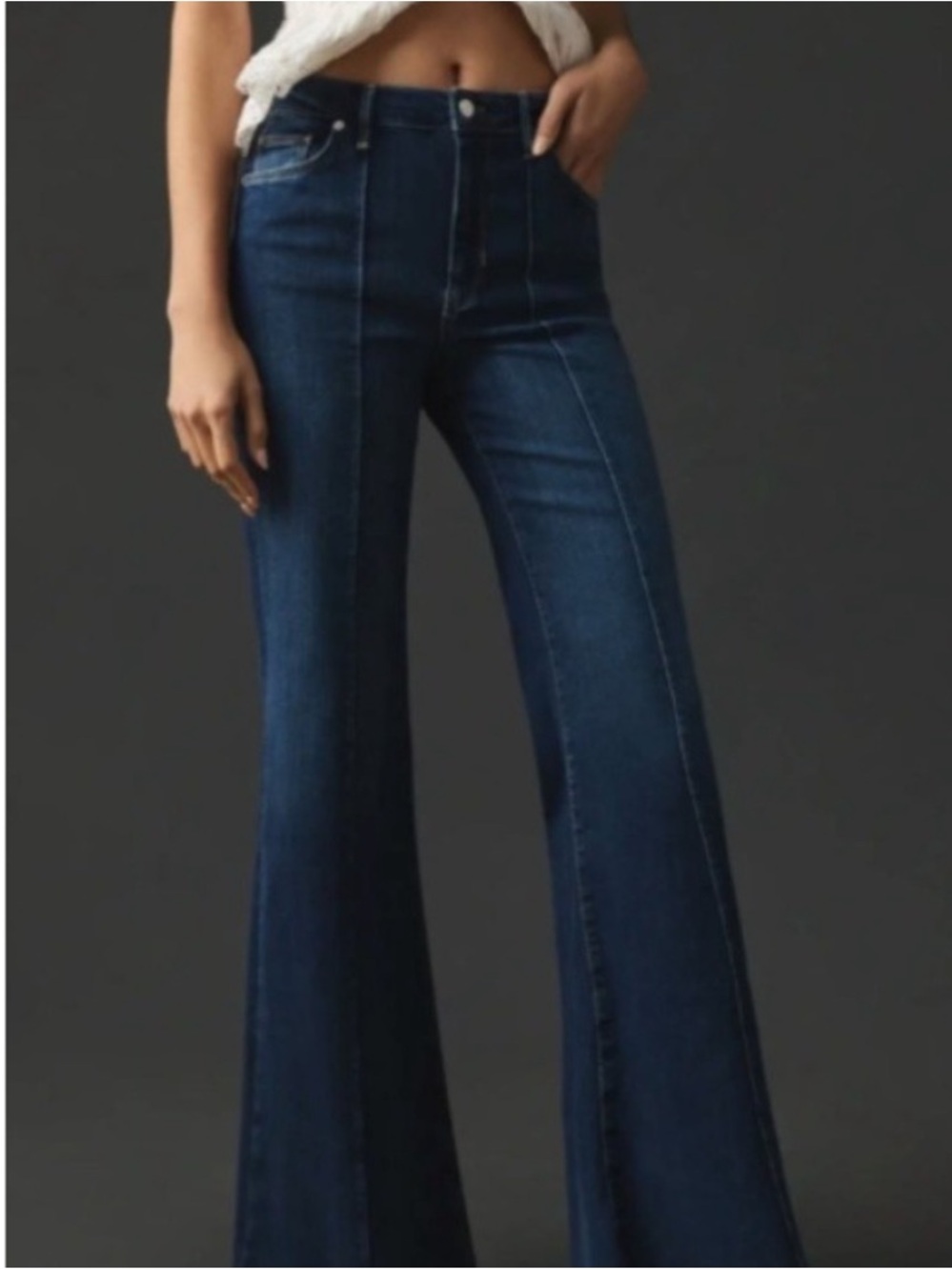 Pilcro Seamed Front High Rise Flare Jean Raw Hem Womens 28